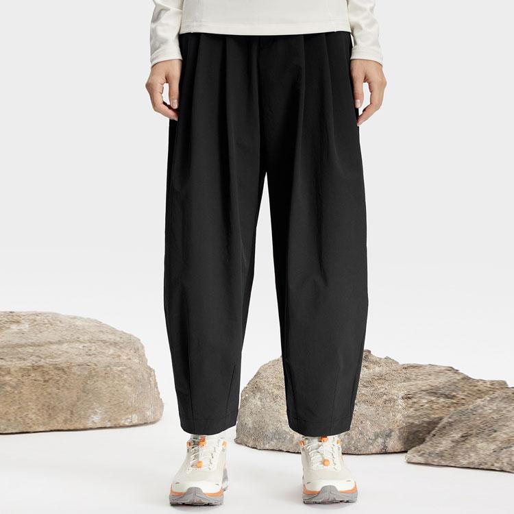 Fila Solid Color Mid Waist Loose Fit Knit Sports Pants Women Bottoms Deep-Black A11W417802F-BK