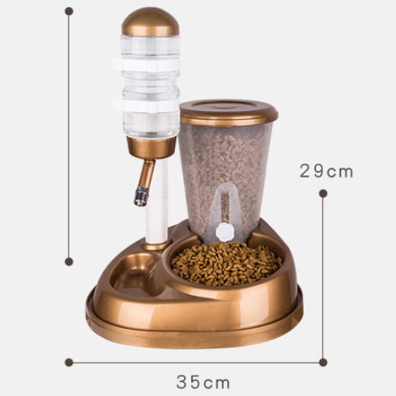 Dual-Use Pet Cat Dog Automatic Feeder with Water Fountain Large Capacity Food Bucket and Water Bottle Dispenser designed for Dog Cat