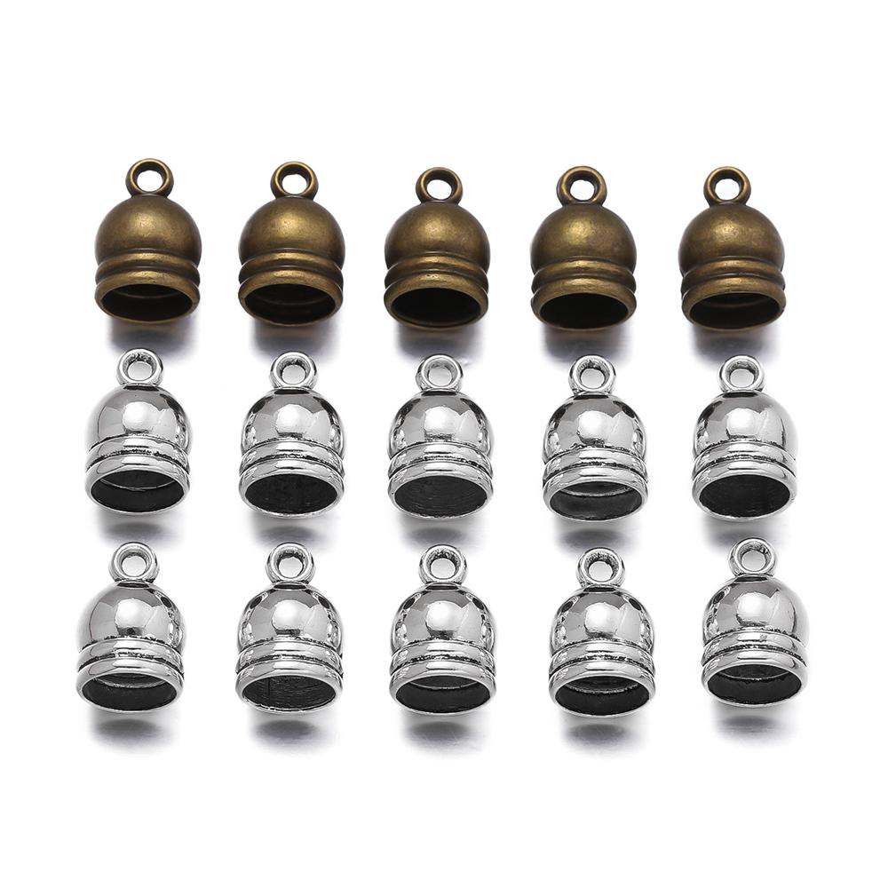 10Pcs/lot Necklace End Crimp Bead Leather End Caps Cord Cover Necklace Bracelet End Tip Cap DIY Jewelry Making Finding