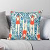Vintage Swimming Life Square Pillowcase Polyester Linen Velvet Printed Zip Decor Bed Cushion Case