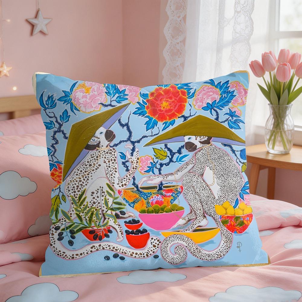 Art PPaige Gemmel Monkey Cushion Cover Square Short Plush Pillow Case Living Room Sofa Home Decor Funda X