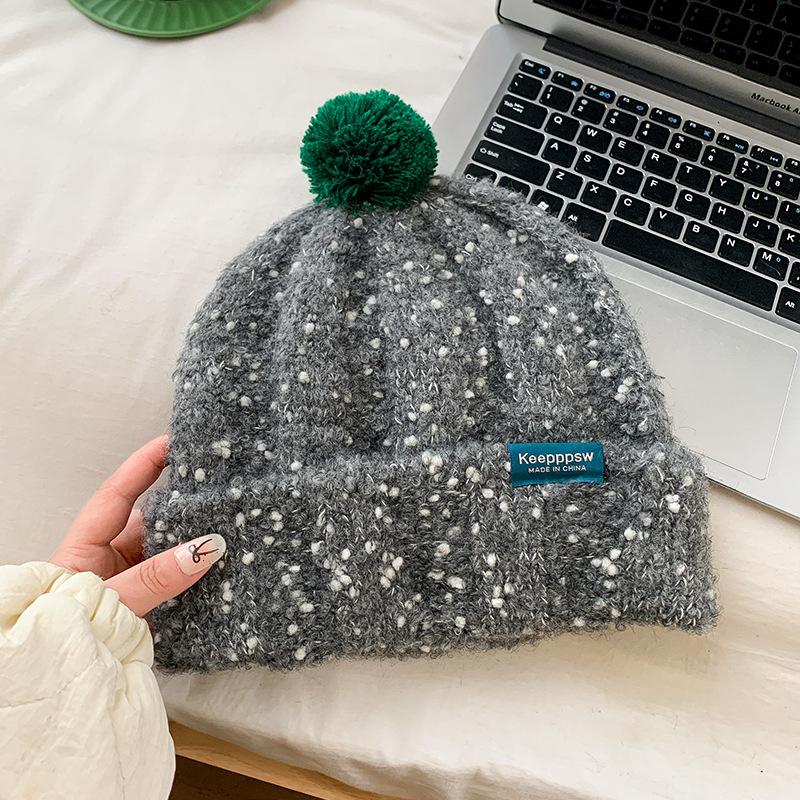 

Lady Thickened Warm Polka Dot Style Letter Mark Versatile Cute Pullback Cap Ear Protection Wool Hat Strong Strong