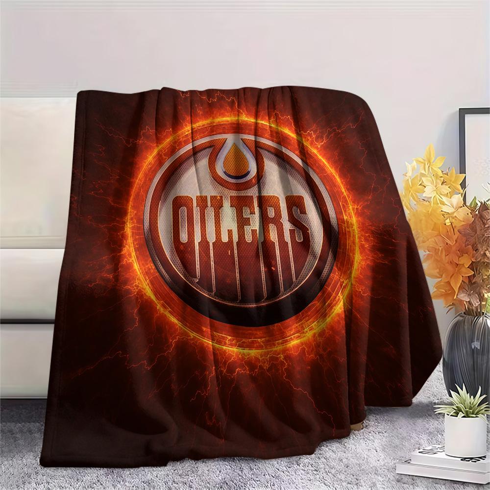 Edmonton Oilers Flannel Blanket, High quality Comfortable for All Seasons, Home Decor, Warmth and Comfort