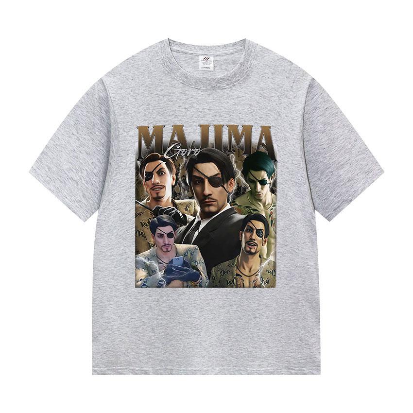 Limited Goro Majima Graphic Print T Shirt Mens Fashion Game Cosplay Short Sleeve Tshirts Man Vintage Oversized Cotton Tshirt