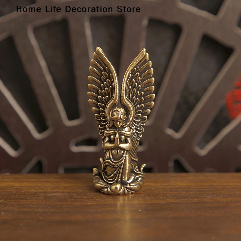 Classic Goddess Angel Figure Home Decor Guardian Angel Statue Decoration Retro Home Desktop Tea Pet Craftwork Bronze Ornament