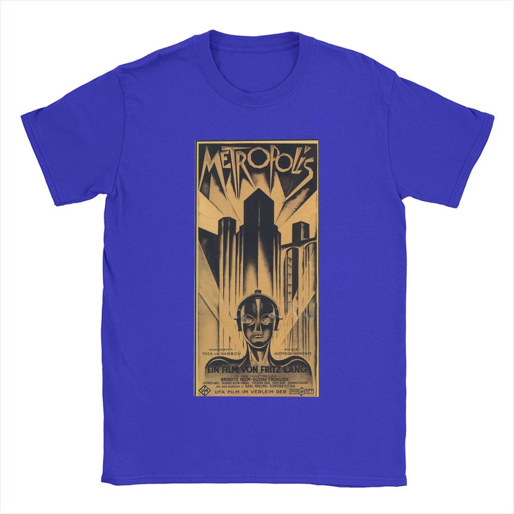 Neuheit Metropolis Fritz Lang Film T-Shirt für Herren O-Ausschnitt Baumwoll-T-Shirts Kurzarm-Tees Sommer-Tops