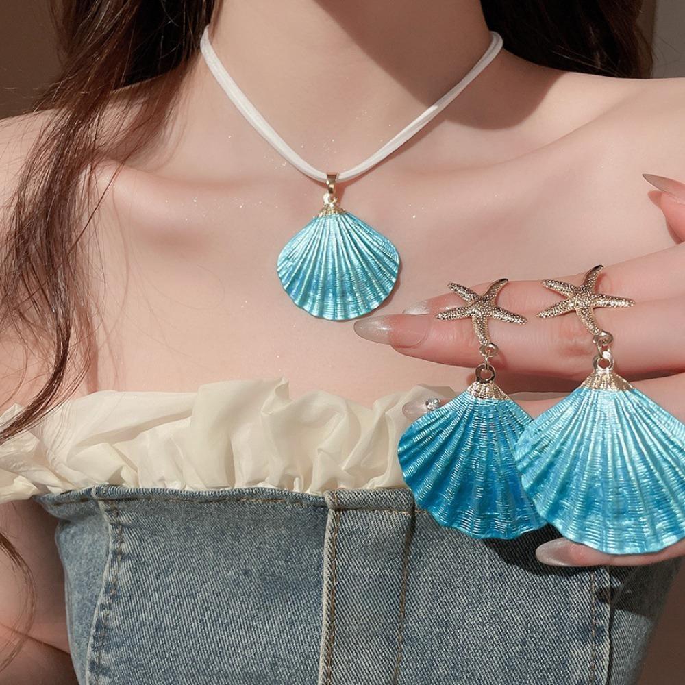 New Bohemia Cute Marine Starfish Shells Dangle Earring for Women Charm Fashion Summer Beach Vacation Jewelry Accessories Gifts