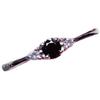 S925 Zilveren Open Ring voor Dames met Zwarte Obsidiaan Steen - Modieus en Elegant Licht Luxe Ontwerp