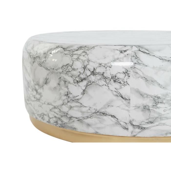 Table basse - Moderne - 120 cm - Finition imitation marbre - Couleurs blanc et doré - Robuste en bois
