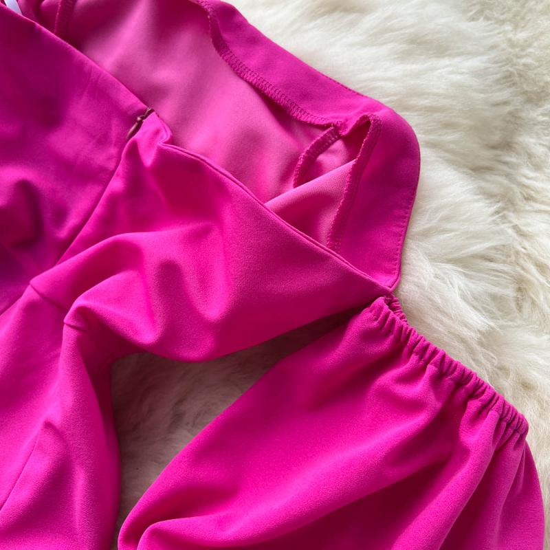 Elegant Sexy Urlaubs Einteiler Kleid Damen Hohe Taille Schräger Ausschnitt Hübsche Schlanke Kleider Weiblich Koreanisches Modedesign Schickes Partykleid 2025