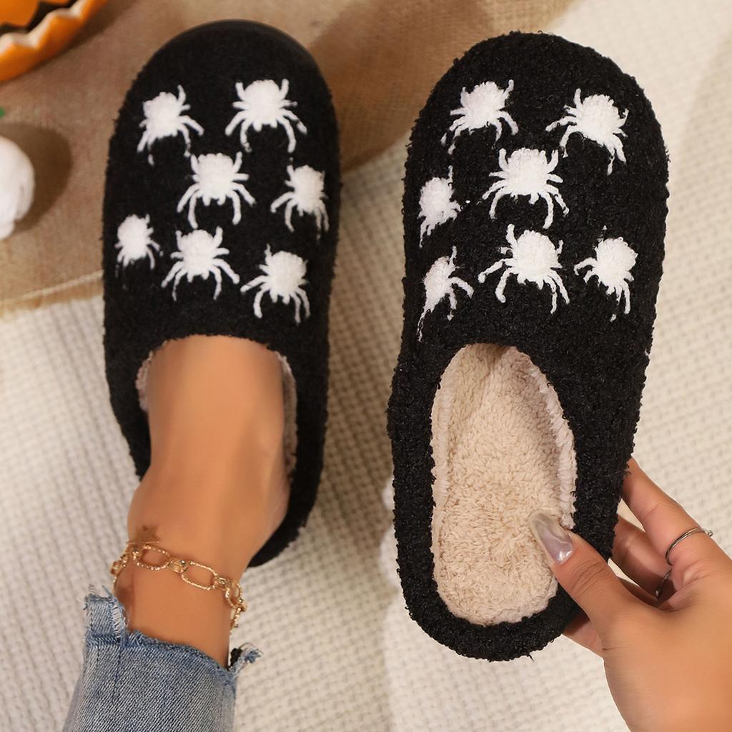 Halloween Hot Slippers For Women Fashion Cute Cotton Slipper Indoor Warm Plush Comfortable Daily Casual Shoes For Winter Home