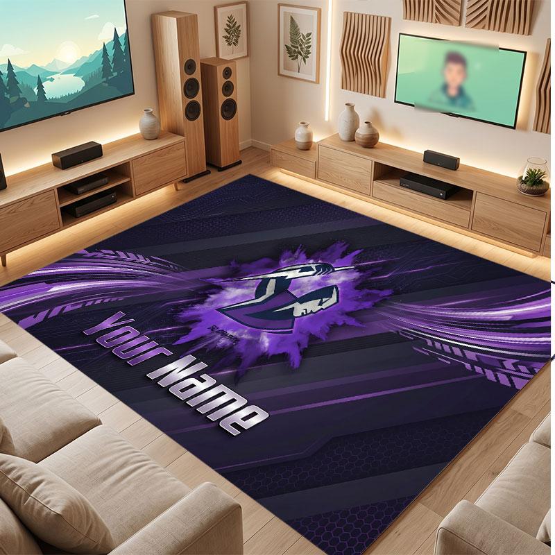 Melbourne Storm Personalisiertes Kristall-Samt-Teppich, Benutzerdefinierter Namens-Text Weicher Anti-Rutsch-Teppich für Wohnzimmer Schlafzimmer