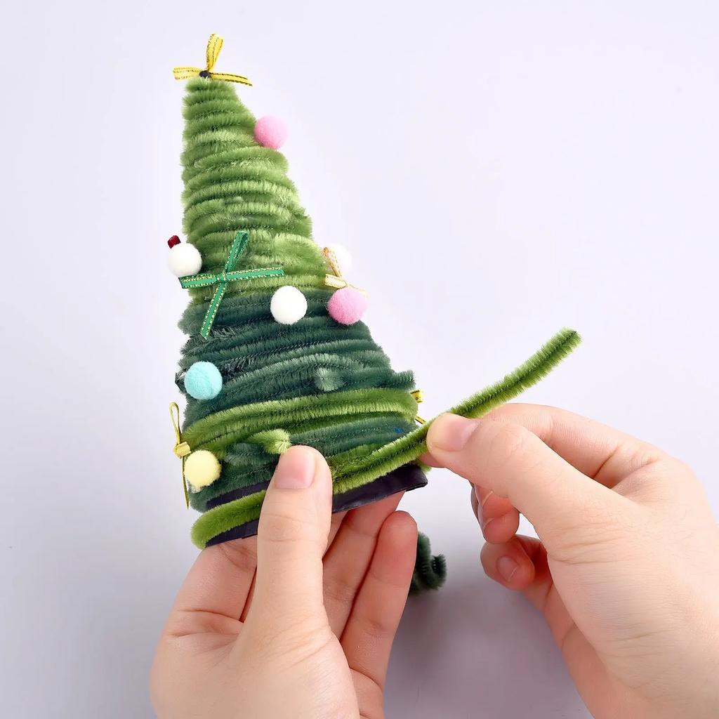 Plush Stick 100pcs Twisting Bar Chenille Stems Wire Pipe Kids Toys DIY Strips Creative Hobby Material Stem Iron Felt Wires