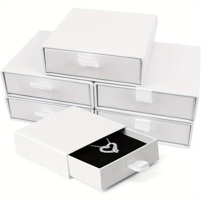 5 Pieces Cardboard Jewelry Box, 3.5 X 3.5 X 1.18 Inches (9 X 9 X 3 Cm) Jewelry Gift Box,, for Necklace Ring Earrings Display Case