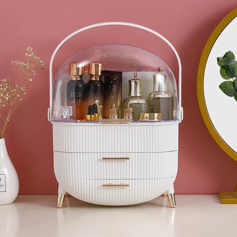 

New Desktop Dustproof Organizer Storage Waterproof Fashion Skin Big Cosmetic Care Capacity Beauty Drawer Storage Box Makeup Bath