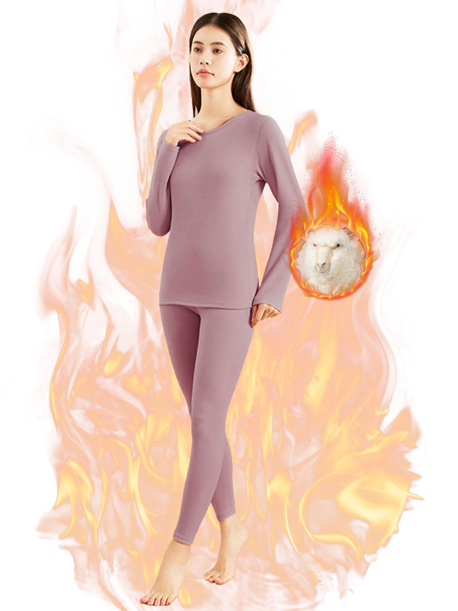 

ANGEL CITIZ Теплый комплект нижнего белья и Heattech Кашемир и шелк Теплая рубашка и Размер 3XL Размер Женский (Верх Низ) [Холодная погода, Влагоотводящий,