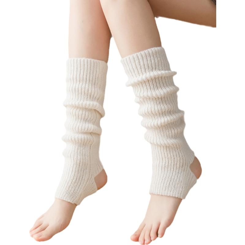 Unisex Knitted Boots Socks Soft Crochet Long Stockings Toeless Leg Warmers for Dance Knee for Protection Foot Cover