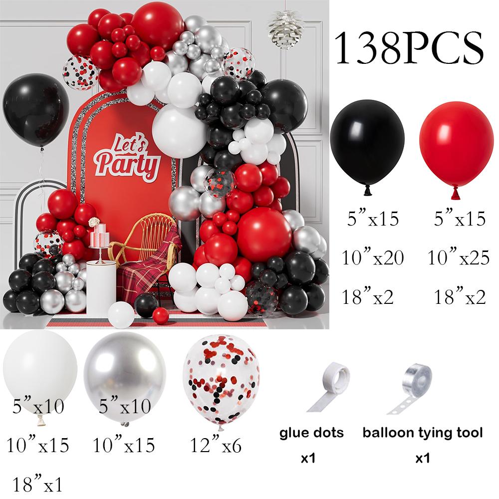 

Black Red White Balloons Garland Metal Silver Balloon Arch Kit Baby Shower Wedding Graduation Birthday Party Decoration Globos As Picture