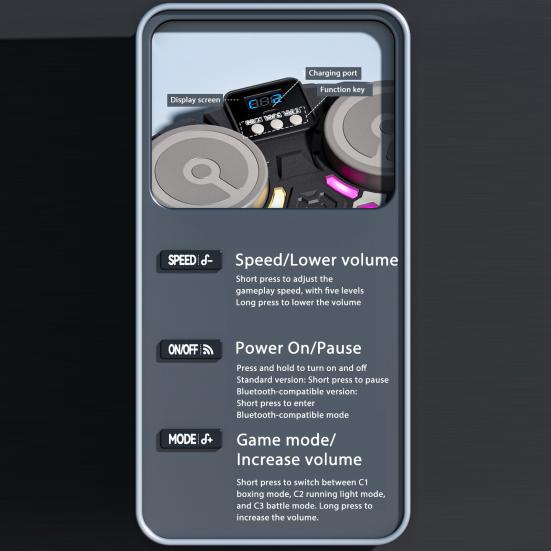 Maszyna bokserska do muzyki z rękawicami, montowana na ścianie, tryby prędkości, regulowany elektroniczny trener bokserski, cel, światło LED, podkładka do uderzania, sprzęt do treningu domowego