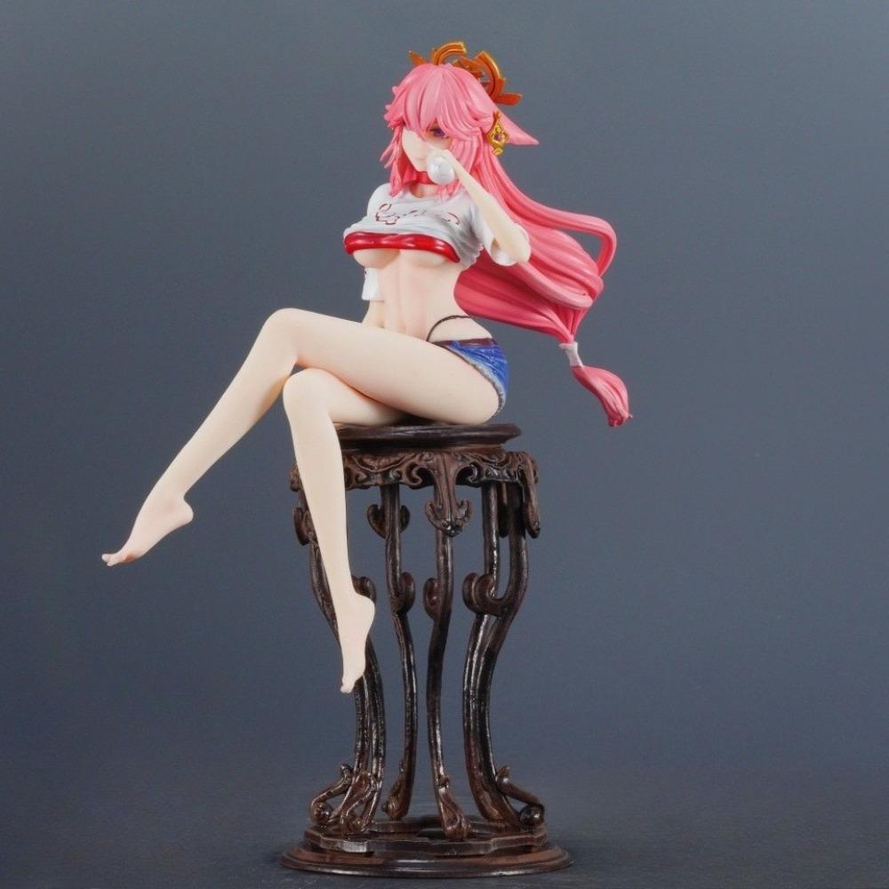 24cm/9.45in Anime Genshin Impact Figure Yae Miko Action Figures Pvc Statue Desktop Ornamen Collection Model Toys Gifts