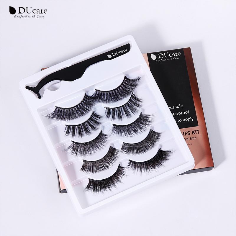 DUcare 5 Pairs Natural False Eyelashes Thick Makeups 5D Mink Lashes Soft Eyelash Extension Fake Eyelash Long Mink Eyelashes