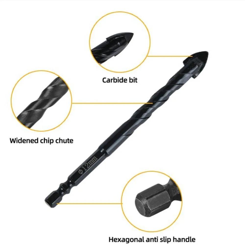 4-Blade Cross Drill Bit: Universal for Alloy, Porcelain, Glass Tile, Cement, Marble & Granite - Anti-Corrosion & High-Efficiency