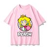 Super Mario Princess Peach T-shirt Men and Women Cotton Y2K Clothing Fashion Breathable Anime Fans Short Sleeve Tops Streetwear