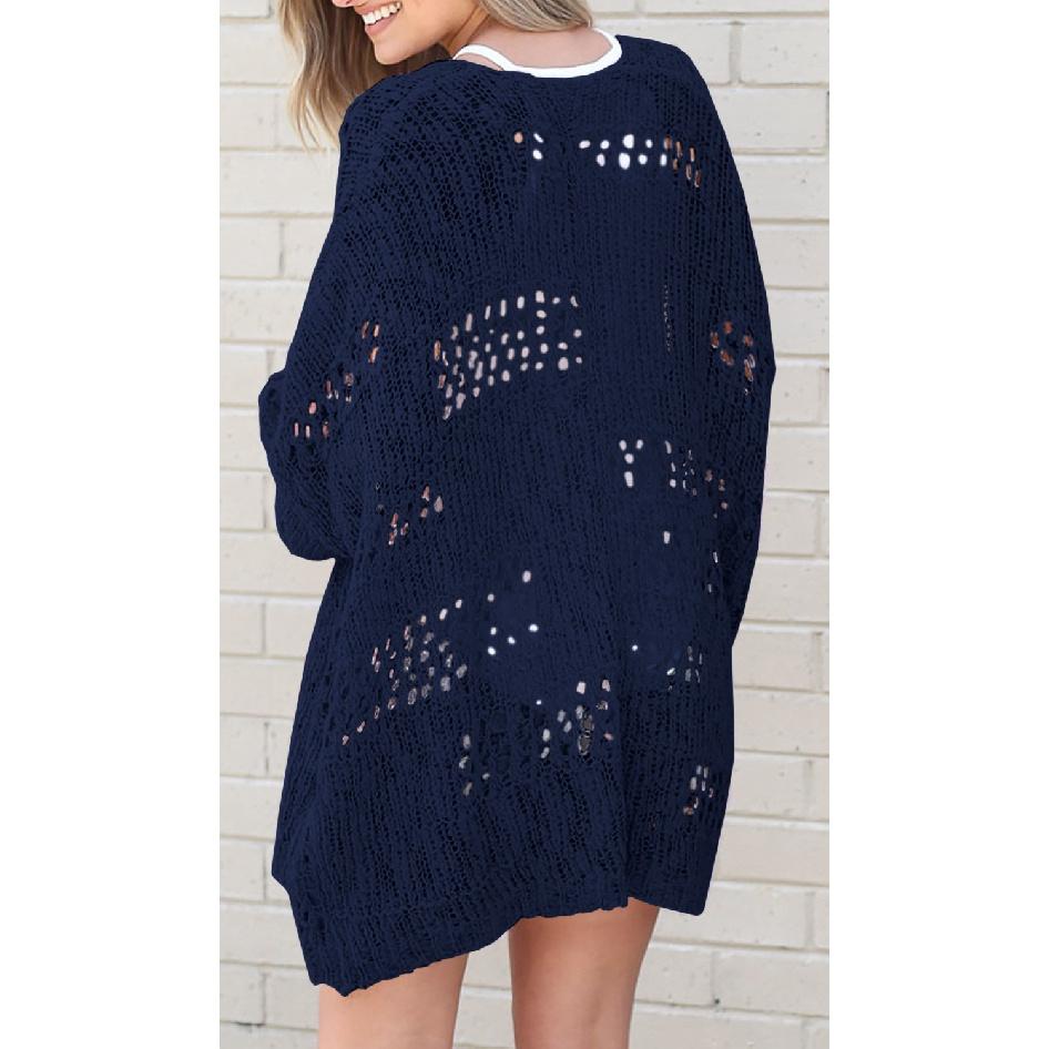 2026 Spring and Autumn New Fashion Women's Cardigan Long Sleeve Hollow Mohair Sweater Coat