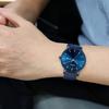 BUREI Men's Minimalist Waterproof Analog Wristwatch Milanese Mesh Band Stylish Date Blue