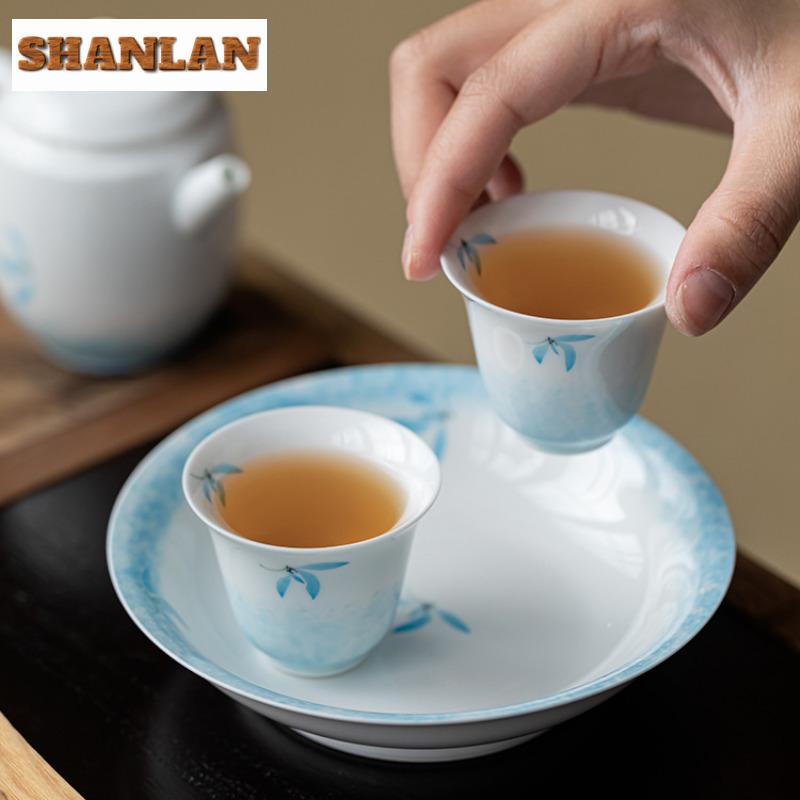 2pc/lot Hand-painted Butterfly Orchids Teacup Zen Tea Bowl Mug Tea-tasting Fragrance Cup Chazhan Master Cups Chinese Teaset 40ml