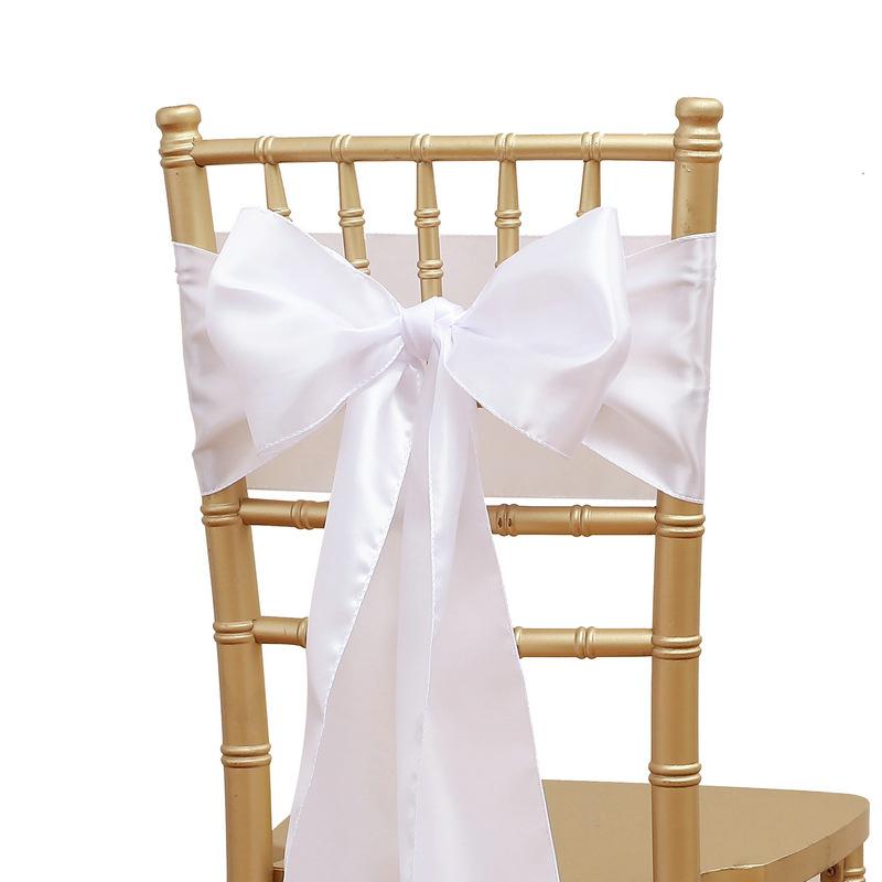 Wholesale 10/50pcs Satin Bow Sashes Wedding Chair Decor 17x275cm Ribbon Butterfly Tie Band For Christmas Birthday Party Sashes