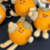 Yousheng Handmade Wool Felt Keychain Persimmon Peanut Figurine Bag Charm with Smile Face Cute Good Luck Pendant Soft Fluffy Decoration