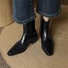 Modă Nou Toamnă Iarnă Piele Split Femei Cizme Pantofi pentru Femei Vârf Pătrat Modele Fashion Brogue Cizme Scurte Cizme Western Handmade