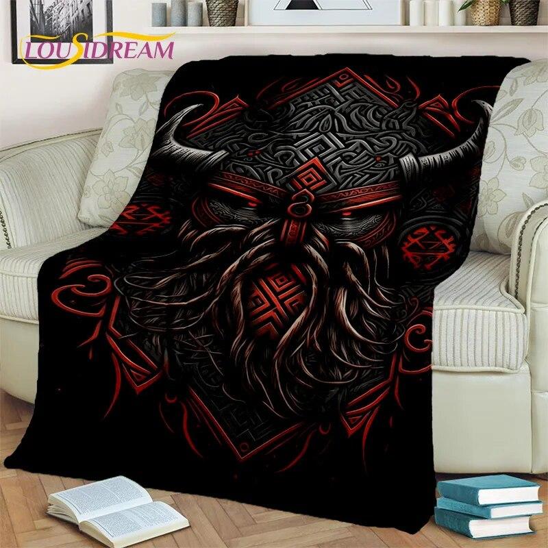 Viking nordisk mytologi Fenrir Kråkfilt,Flannel Sängfilt för Hem Sovrum Säng Soffa Picknick Kontor Vandring Fritid Tupplur Present