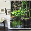 1/4pcs Bamboo Water Fountain Shower Curtain Set Zen Garden Nature Scenery Waterproof Fabric Bath Curtain with 12 Hooks Non Slip Rug and Toilet Cover