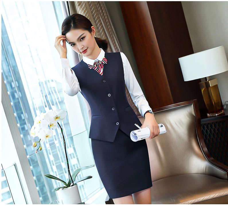 Dunkelblauer Damen Ärmelloser Professioneller Büro-Weste