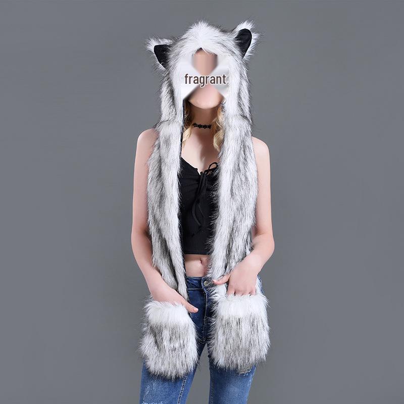 

Милый плюшевый набор шапка, шарф и перчатки - Пушистое меховое трио аксессуаров One Size