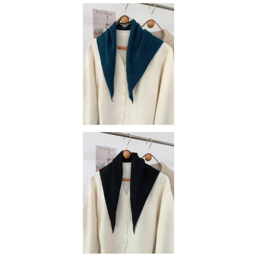 Wool Temperament, Anti-aging Triangle Scarf, Knitted Small Shawl for Women in Autumn and Winter, Versatile Korean Version, Knotted and Shoulder Worn
