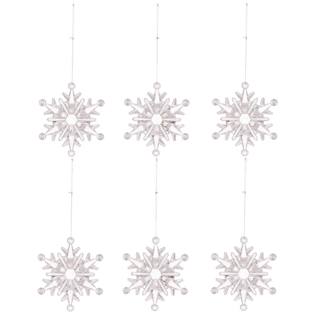 6pcs Acrylic Snowflake Pendant For Christmas Tree Decoration Transparent Snowflake Pendant Hanging Ornament For New Year Home Party