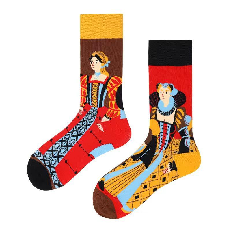 Original Design AB Mandarin Duck Asymmetric Socks Ins Street Cartoon Creative Animal and Plant Fruit Fashion Sports Cotton Socks