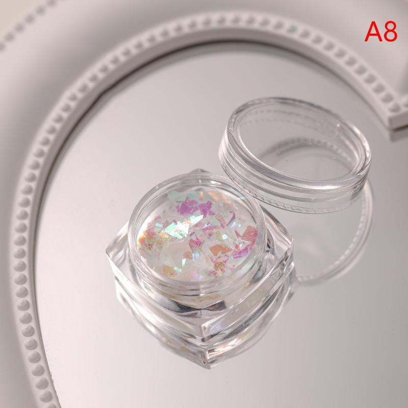 

1 коробка Нерегулярні прикраси для нігтів Скибочки Аксесуари для нігтів у штучній пайєтці Пластівці Прикраси для манікюру для нігтів A8