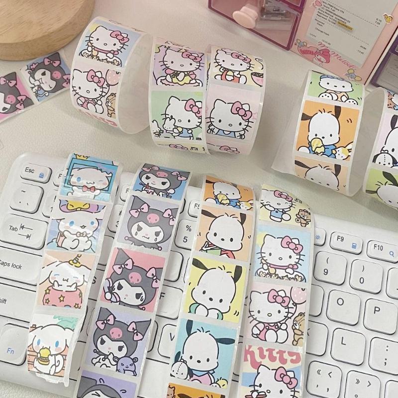 

Sanrio креативная пленка, наклейка с печатью, украшение для ручной учетной записи, наклейка, рулон, мультяшная милая наклейка в стиле аниме «Маленький дьявол»
