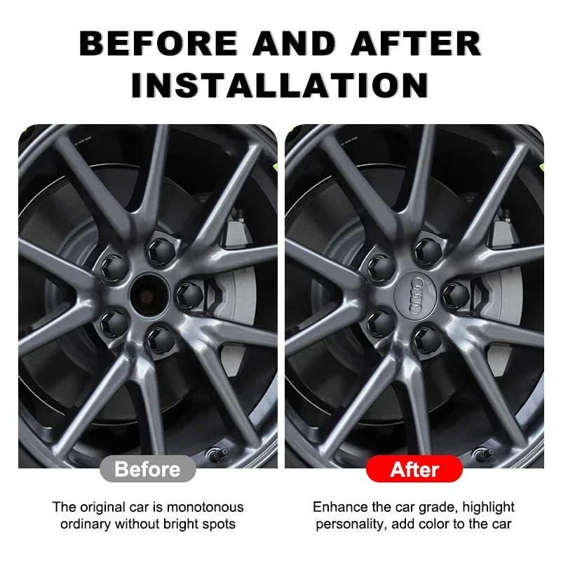 4PCS Car Badge Emblem Wheel Center Cap Hub Covers Accessories For Audi C7 C6 C5 B5 B6 B7 B8 B9 D3 Q3 Q5 Q7 TT A1 A3 A4 A5 A6