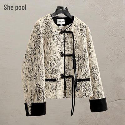 Ta Chi Women's New Chinese Style Spliced Wool Blend Jacket