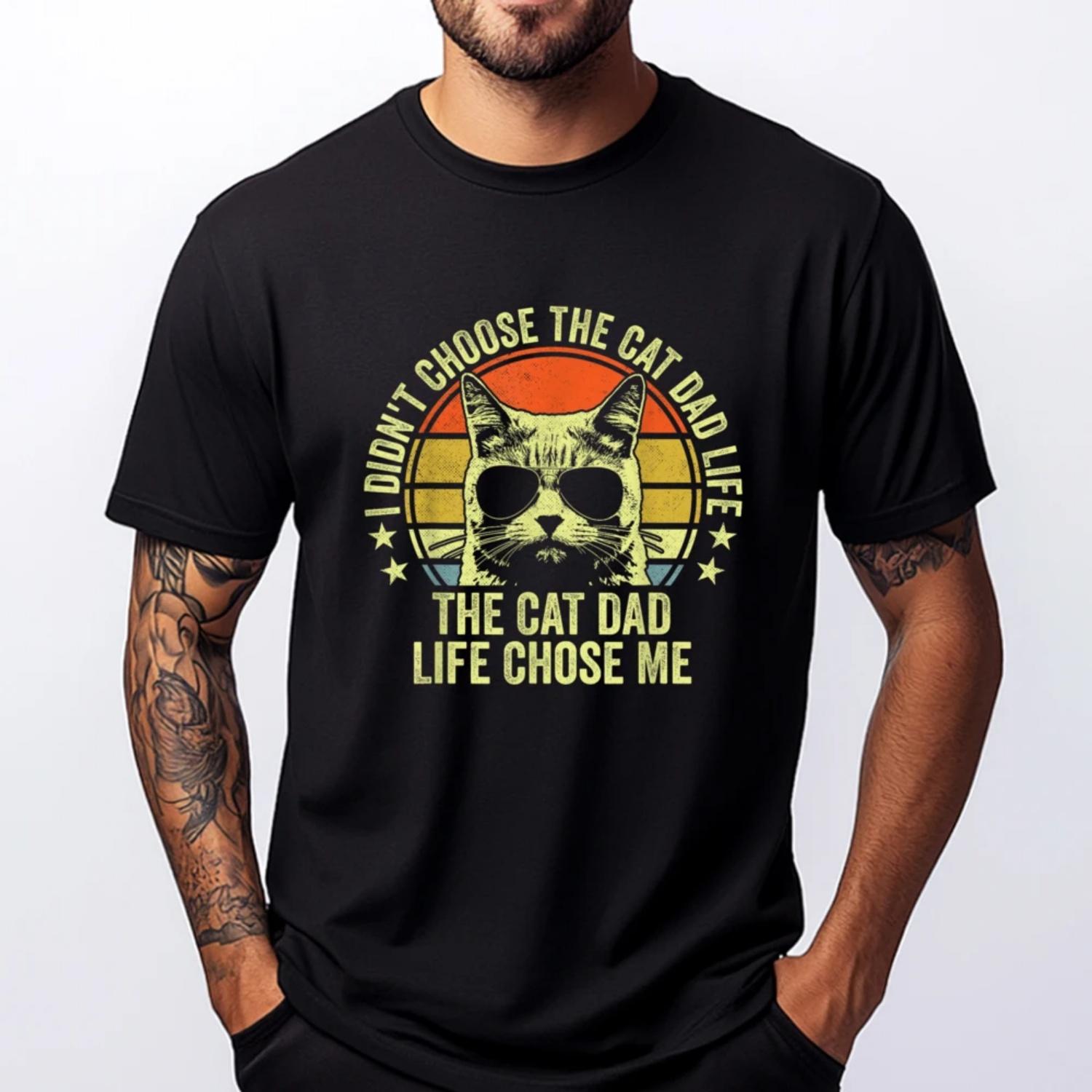 

Cat Dad Shirts For Men Funny Cat Dad Father Is Day Cat Daddy Grpahic Tee Summer New In Tops And T-Shirts XXXXXL чорний