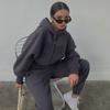 Fall Womens Color Winter Solid Casual Loose Hooded Sweater Coat Sports Suit