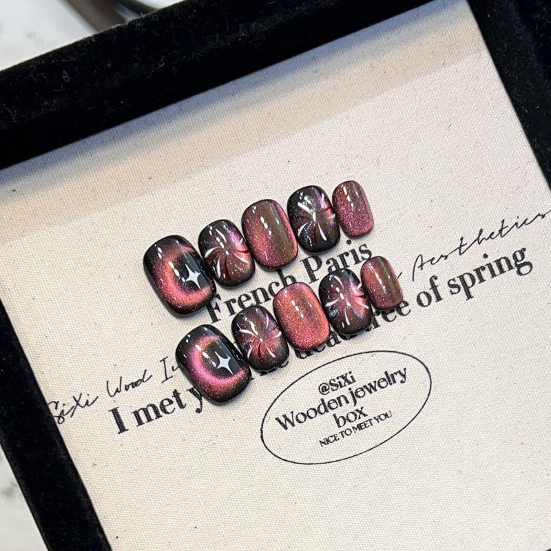 

Handmade Kids Wear Nail Girl Manicure Handmade Wear Nail Fancy Moon Cat Eye Nail Stickers Hand Painted 857 short square special small XS