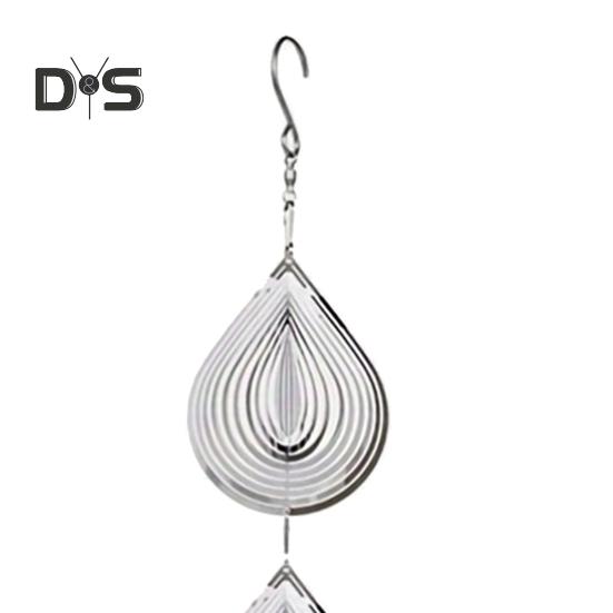 3D Waterdrop Wind Spinner Bird Scare Decoration Outdoor Garden Yard Farm Hanging Metal Wind Chime Bird Deterrent Device Ornament