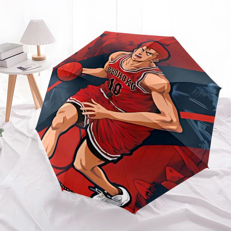 1pc SLAM DUNK Automatic Open/Close Umbrella   Compact Travel Umbrella, 8 Rib Heavy Duty, Perfect for Women & Men    a0923174
