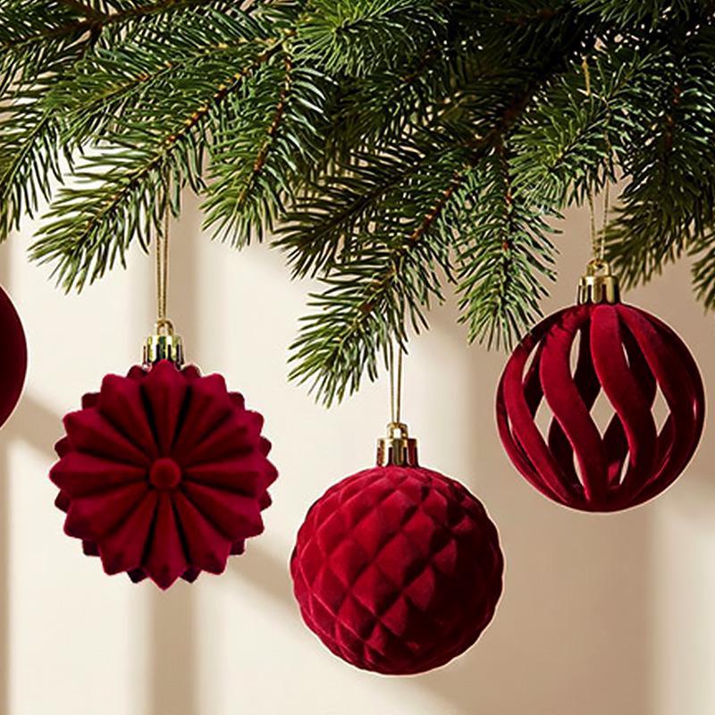 Christmas Flocking Ball Ornament Set - European Irregular Shapes